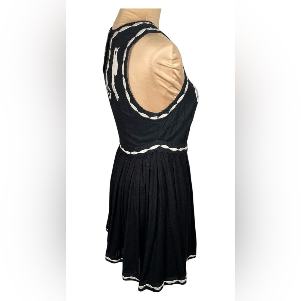 Free People Birds‎ of a Feather Black Embroidered Mini Dress Size 2 - Picture 7 of 15